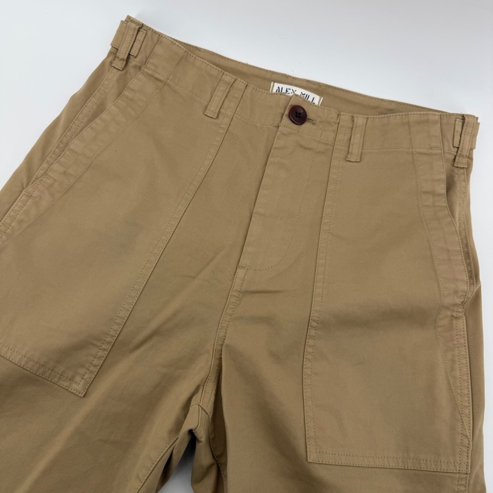 Alex Mill Utility Pants Womens 4 Khaki Tan High Rise Straight Leg Patch Pockets